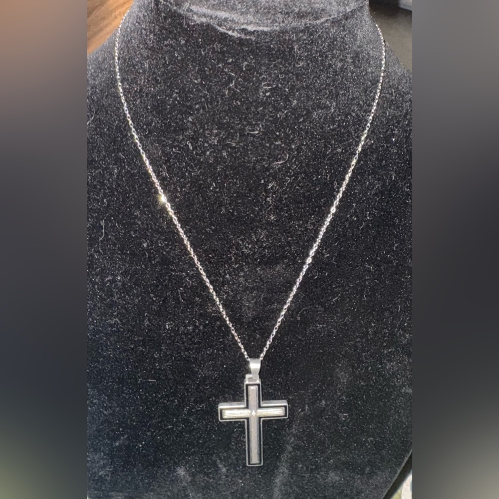Silver Geometric Cross Jewelry Necklace
